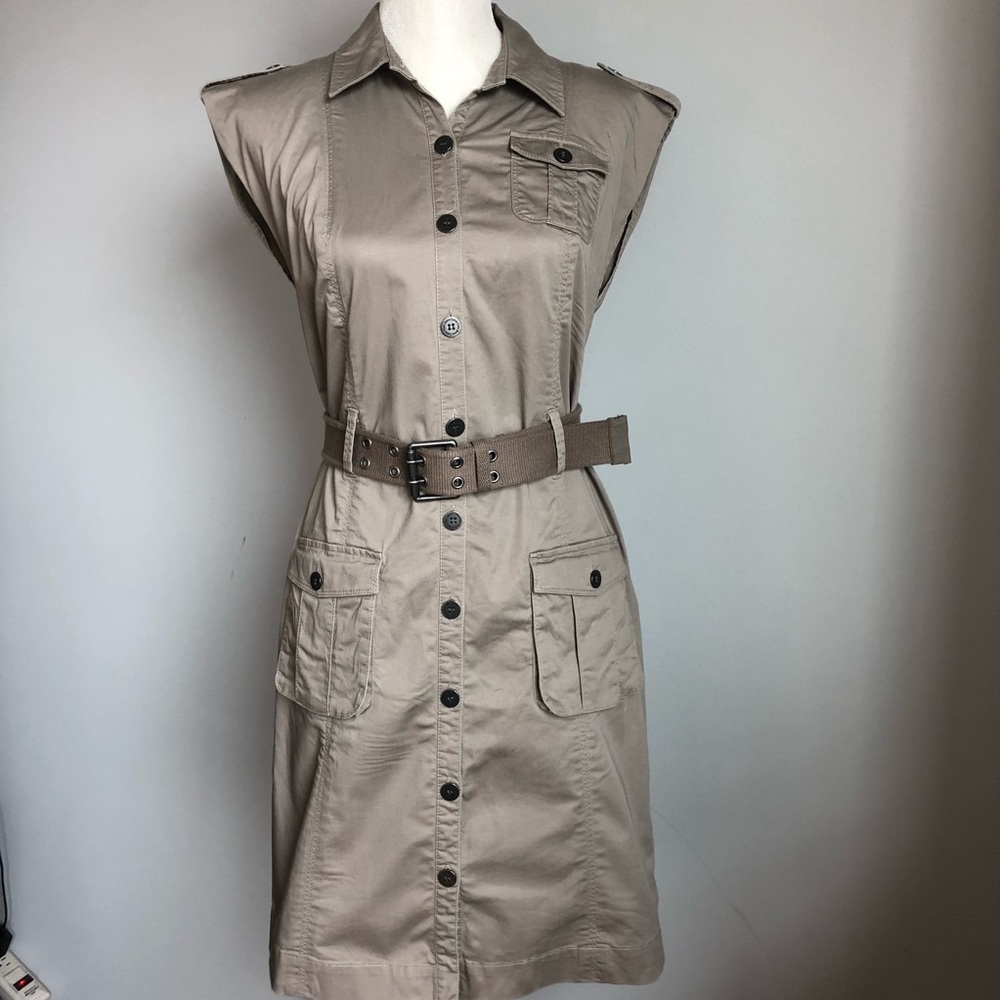 Button Down Calvin Klein Utility Belted Dress. S - image 1